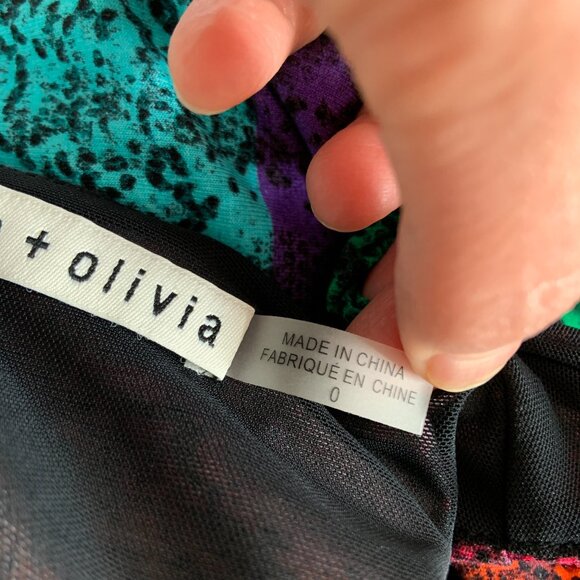 Alice + Olivia Delora Rainbow Snake Print Midi Dress Size 0 XS - Picture 15 of 15